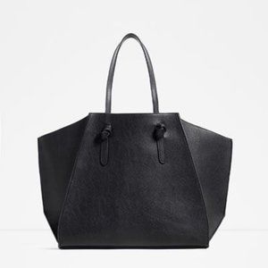 Zara Geometric Large Tote Bag Black